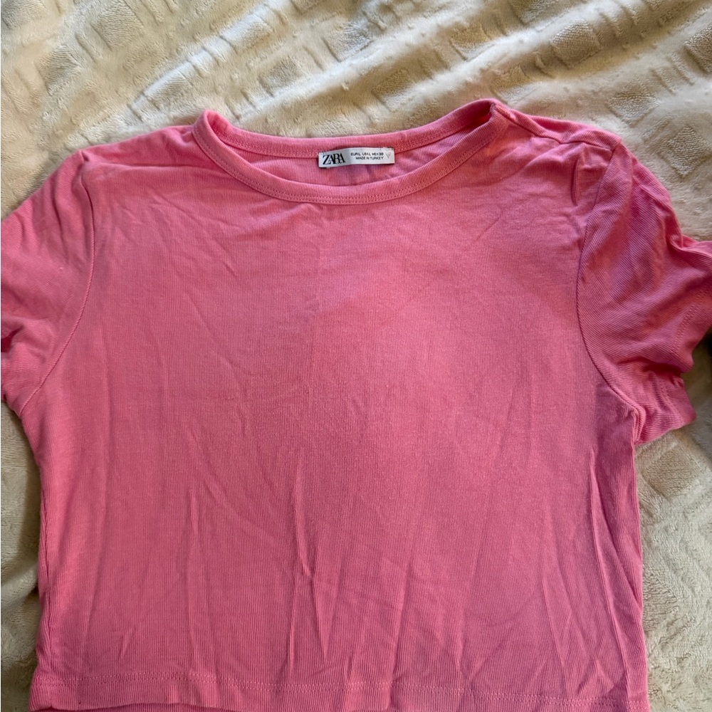 Zara Soft Pink Ribbed Tee